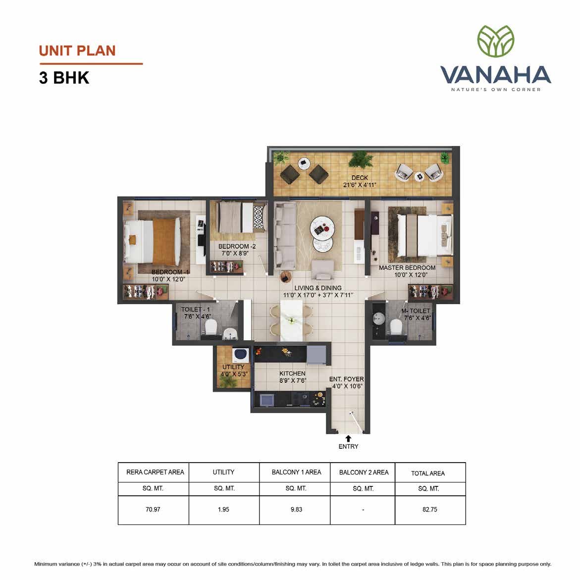 Vanaha Verdant Pune 3BHK Floor Plan