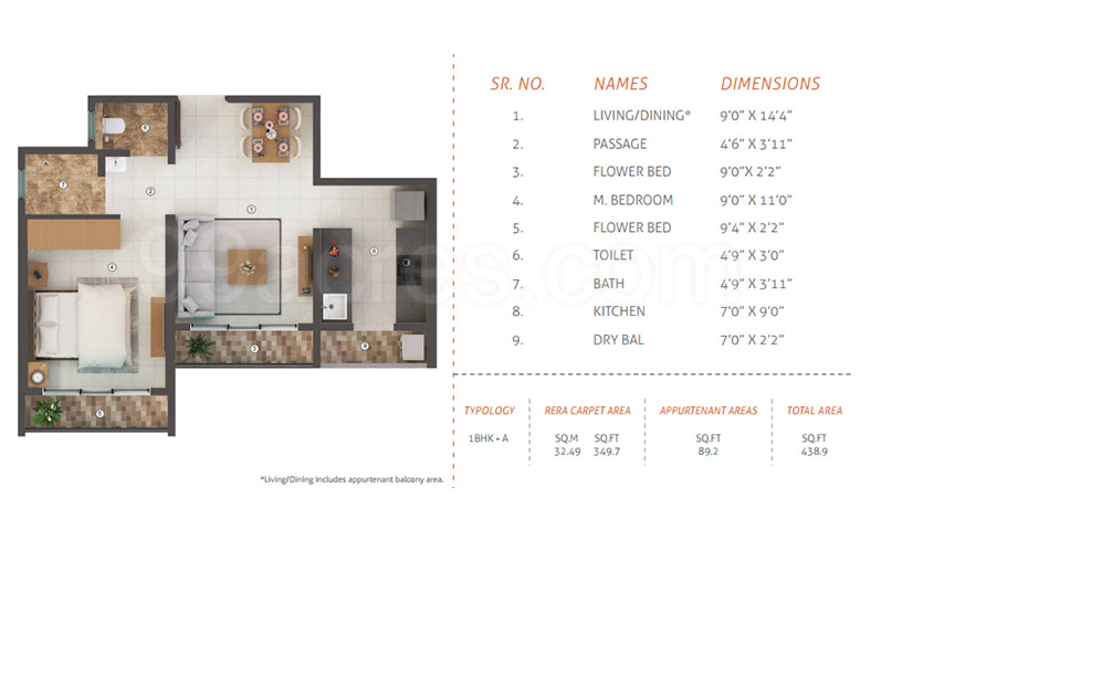 Joyville Virar 1BHK Floor Plan